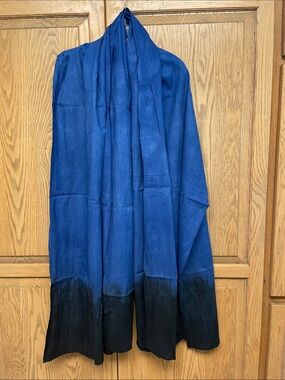 Moroccan Handmade Naturally Dyed Turban Ethnic Tuareg  Blue Black Sahara Scarf